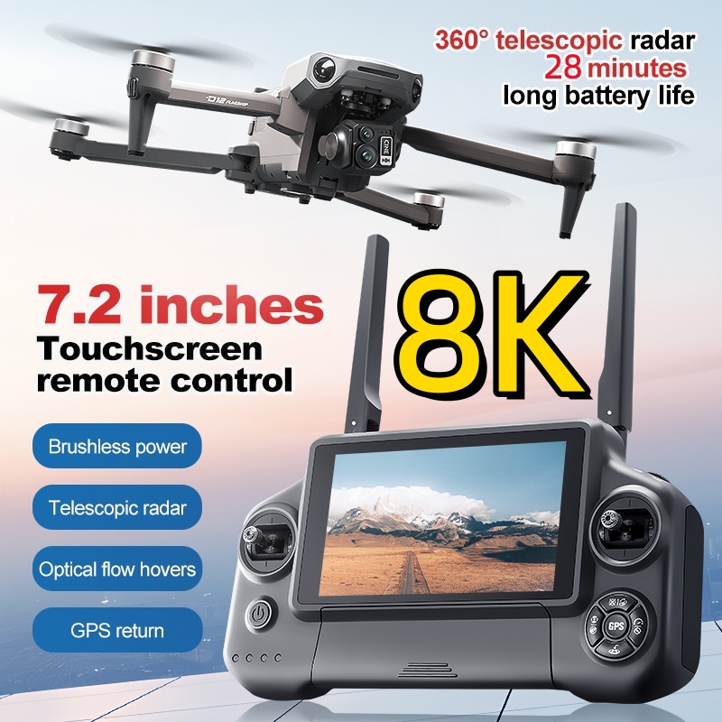 Drone Gps Mount - 8K 3軸ジンバルブラシレス7.2インチタッチスクリーンFPVリモートコントロールクアッドコプター5KM障害物回避エアドロップGPSリターンRCドローン